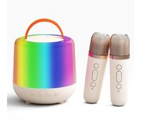 Brovamo Karaoke Maschine Kinder, Mini Karaoke Maschine mit Mikrofon Kinder, Karaoke Anlage mit 2 Mikrofonen für MäDchen Jungen, Tragbares Bluetooth Lautsprecher mit Licht & Karaoke Mikrofon