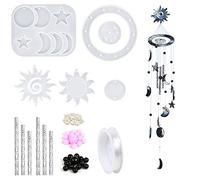 BROVITI 88 Pcs Sun Moon Resin Molds Silicone Kit Wind Chimes Epoxy Casting Mold for Create Art Decorations DIY Bell Keychain Earring Pendants Ornaments Birthdays Gifts