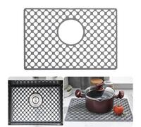 Brovy Silicone Sink Protectors for Kitchen Sink,17.6''x 11.6'' Silicone Sink Mats, Heat Resistant Non-Slip Foldable Small Kitchen Sinks Mat for Porcelain Stainless Steel Sinks with Rear Drain Hole