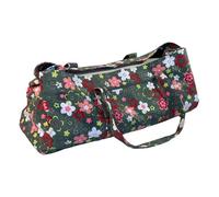 Brow Farm Cotton Yoga Kit Bag - Durable Lined Carry Bag with Twin Shoulder Straps & Large Pocket | Fits Bolster & Mat | Floral Grey