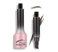Brow Gel Brush & Dip With Waterproof Long-Lasting Formula For Defining Shaping Eyebrows - Angled Applicator For Natural-Looking Hair-Like Strokes Daily Makeup Touch-Ups Brown Shade Groomed Look