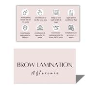 Brow Lamination Aftercare Card | 50 Pack | 2x3.5 Inch Card Size | Brow Lift and Tint, Simple Design with Illustration & Instruction