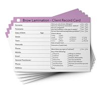 Brow Lamination Client Cards A6 Size - Salon and Therapist Customer Consultation Record - Treatment Services Essentials - Profile and Recording Forms - Beauty Stationery - 105x148mm - Pack of 25