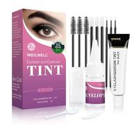Brow & Lash Tint Kit, 2-In-1 Professional Black Eyebrow & Eyelash Dye Kit, Lasting for 6 Weeks, Salon Home Use DIY Hair Dyeing for Full Brows & Volume Lashes 7ml