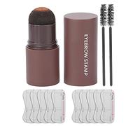 Brow Shaping Kit with Eyebrow Stamp, Long Lasting Waterproof Powder Set, 10 Reusable Stencils, Dual Pen Brush for Hairline Precision - Dark Brown Shadow Stick