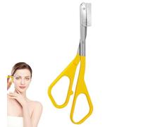 Brow Shaping Scissors, Precision Eyebrow Scissors with Comb, Stainless Steel Eyebrow Trimmer for Shaping and Grooming, Non-Slip Handle Facial Hair Trimmer Tool Yellow