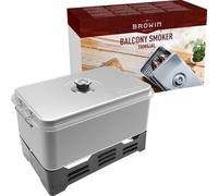 Browin 330006 Large Family Outdoor Smoker with Thermometer, Deep Roasting Pan, for Smoking Meat, Chicken, Fish, Ham and Cheese, Stainless Steel, Silver