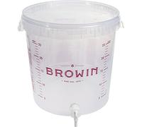 Browin 340439 Transparent 30 L Fermentation Container with Print, Tap and Lid