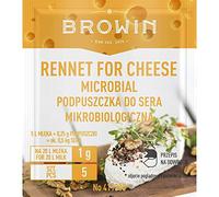 Browin 411200 Microbiological Powdered Lab, for Cheese 5 x 1 Cow, Goat and Soy Milk (1 g to 20 L), Vegetarian Product, Activity 2 250 IMCU/ml, Powder