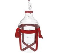 Browin 644215 Large Non-Splintering Plastic Balloon Wine Set Handles, 15 L Straps, Wide Opening, Fermentation Tube, Red Lid, Measuring Scale, Plastic
