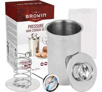 BROWIN Stainless Steel Ham Cooker 313115 | Press for Making Healthy Homemade Meats | Pressure Cooker with Thermometer