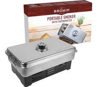 BROWIN Stainless Steel Table Smoker Set with Thermometer 330001 | Smoker Oven Grill Oven | Fish & More Grilling and Smoking | Camping Accessories