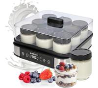 BROWIN® Yoghurt Maker with Thermostat, Yoghurt Maker with 1.6 Litre Capacity, 9 Glasses, White, Temperature Range: 25-65°C, for Homemade Yogurt, Contains 9 Yoghurt Jars with Lid