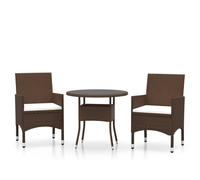 vidaXL 3 Piece Garden Bistro Set Poly Rattan and Tempered Glass Brown, Brown