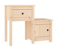 Bedside Cabinet Solid Pine Wood Brown 79.5x38x65.5 cm Rustic Nightstand Storage