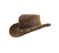 Brown 100% Real Leather vintage Cowboy outfit Hat - Cowgirl Hat Antique Australian Western Style (UK, Alpha, S, Brown)