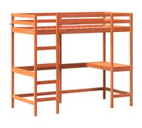 (brown, 100 x 200 cm) vidaXL Loft Bed with Desk Kids Bedroom Bed Frame Bunk Bed Solid Wood Pine