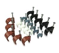 (Brown, 10mm) Round Cable Clips with fixing nail, 50 Pieces