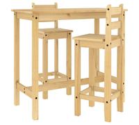 (brown, 112 cm/bar table + 2x bar chair) vidaXL Bar Set Dining Bar Table and Chairs Kitchen Bistro Set Solid Wood Pine
