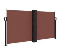 Retractable Side Awning Brown 120x600cm Polyester PU Coated Privacy Screen