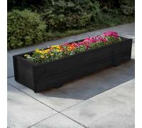 Brown 120cm Pine Wooden Planter Flower Trough Woven Wood Black One Size