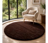 (BROWN, 120X120 CM ROUND) Extra Large Rugs Fluffy Shaggy Living Room Rug