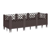 (brown, 123,5 x 43,5 x 43,5 cm) vidaXL Garden Planter with Pegs Raised Bed Outdoor Flower Pot Planter Pot PP