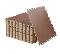 (Brown) 12pcs Eva Interlocking Mat Kid Toddler Play Exercise Puzzle Floor Tiles 60x60cm