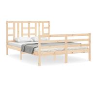 (brown, 135 x 190 cm) vidaXL Bed Frame Platform Bed with Headboard Black Super King Size Solid Wood