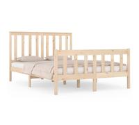 (brown, 135 x 190 cm) vidaXL Bed Frame Platform Bed Wooden Bedstead with Headboard Solid Wood Pine