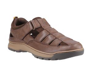 (Brown, 14 (Adults')) Hush Puppies Rucker Leather Men's Brown Sandals