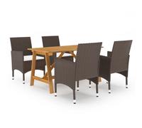 (brown, 140 cm table length) vidaXL Garden Dining Set with Cushions Black|Brown Multi Sizes 3/5/7 Piece