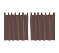 vidaXL brown net sheer curtain panels - polyester voile curtains 140 x 140 cm with rod pockets, light-filtering drape for living room/bedroom