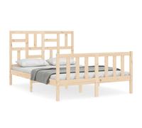 (brown, 140 x 190 cm) vidaXL Bed Frame Bed Base Platform Bed with Headboard Black Single Solid Wood