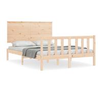 vidaXL Bed Frame with Headboard 140x190 cm Solid Wood (3193381), Brown