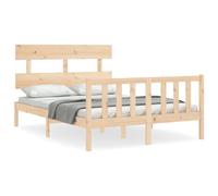 (brown, 140 x 190 cm/with headboard & footboard) vidaXL Bed Frame Bedroom Platform Bed Mattress Foundation Bedstead Solid Wood