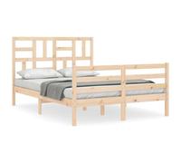 vidaXL Bed Frame with Headboard 140x200 cm Solid Wood, Brown