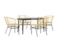 (brown, 140 x 70 x 74 cm 4 piece) vidaXL Garden Dining Set Poly Rattan Glass outdoor dining set