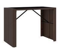 vidaXL Bar Table with Glass Top Brown 145x80x110 cm Poly Rattan UK NEW
