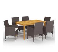 (brown, 150 cm table length/ 7 piece) vidaXL Garden Dining Set with Cushions Black|Brown Multi Sizes 3/5/7/9 Piece