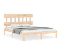 (brown, 150 x 200 cm/with headboard) vidaXL Bed Frame Bedroom Platform Bed Wooden Bedstead Bed Base Solid Wood