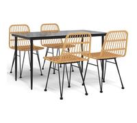 (brown, 160 cm table length/ 5 piece) vidaXL Garden Dining Set Poly Rattan Black/Brown Multi Sizes 3/5/7/9 Piece