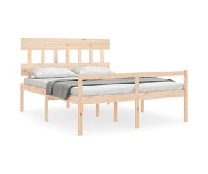 (brown, 160 x 200 cm/high) vidaXL Bed Frame with Headboard Mattress Foundation Bed Base Single Solid Wood