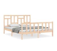 (brown, 160 x 200 cm) vidaXL Bed Frame Bed Base Wooden Bed with Headboard Super King Size Solid Wood