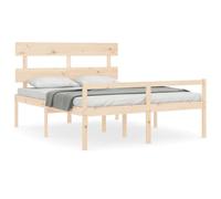 Bed Frame Bedroom Platform Bed Frame Bedstead with Headboard Solid Wood vidaXL