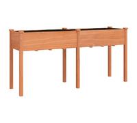 vidaXL Planter w/ Liner Brown 161x45x76cm Solid Wood Fir, Brown