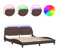 (brown, 180 x 200 cm) vidaXL Bed Frame with LED Lights Black 180x200 cm Super King Faux Leather