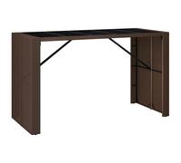vidaXL Bar Table with Glass Top Brown 185x80x110 cm Poly Rattan, Brown
