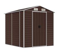 (brown, 191 x 215 x 198 cm) vidaXL Garden Shed Outdoor Storage Shed Patio Yard Tool Shed Galvanised Steel