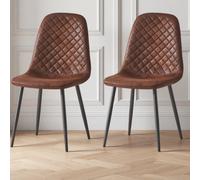 (Brown, 2) 2/4/6x Dining Chairs metal Legs Home office